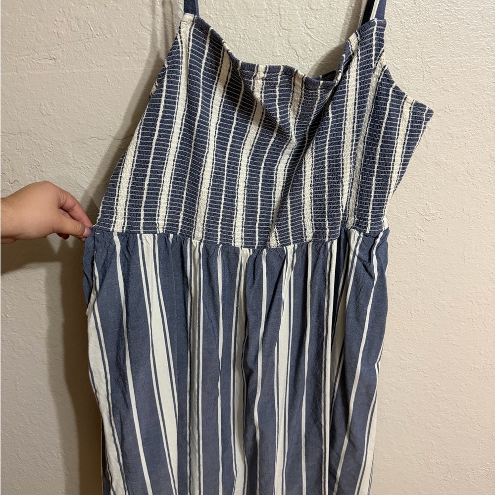 Old Navy Blue and White Striped Midi Dress